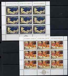 Yugoslavia 1975 Europa (Paintings) set of 2 each in unmounted mint sheetlets of 9, SG 1682-83