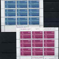 Yugoslavia 1971 Europa set of 2 each in sheetlets of 9 unmounted mint, SG 1455-56