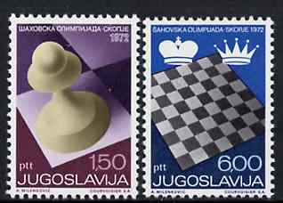 Yugoslavia 1972 20th Chess Olympiad set of 2 unmounted mint, SG 1529-30