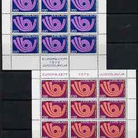 Yugoslavia 1973 Europa set of 2 each in sheetlets of 9 unmounted mint, SG 1553-54