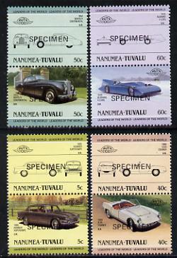 Tuvalu - Nanumea 1985 Cars #1 (Leaders of the World) set of 8 opt'd SPECIMEN unmounted mint