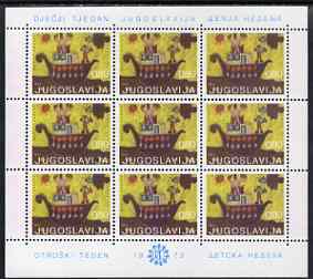 Yugoslavia 1973 Children's Week in sheetlet of 9 unmounted mint, SG 1564