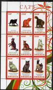 Rwanda 2009 Domestic Cats perf sheetlet containing 9 values unmounted mint