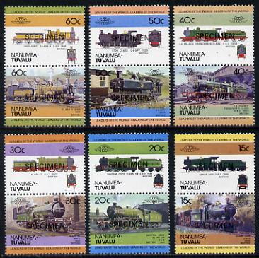 Tuvalu - Nanumea 1984 Locomotives #1 (Leaders of the World) set of 12 opt'd SPECIMEN unmounted mint