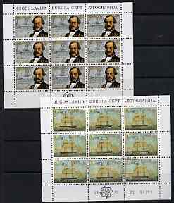 Yugoslavia 1982 Europa (Capt Visin & ship) set of 2 each in sheetlets of 9 unmounted mint, SG 2016-17