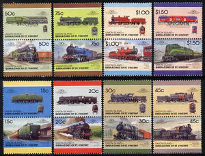 St Vincent - Union Island 1987 Locomotives #7 (Leaders of the World) set of 16 opt'd SPECIMEN unmounted mint