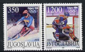 Yugoslavia 1988 Calgary Winter Olympics set of 2 unmounted mint, SG 2434-35