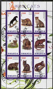 Rwanda 2009 Wild Cats perf sheetlet containing 9 values fine cto used
