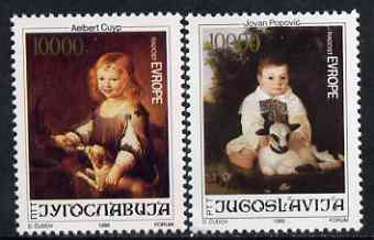 Yugoslavia 1989 21st Joy of Europe (Paintings of Children with Animals) set of 2 unmounted mint, SG 2568-69