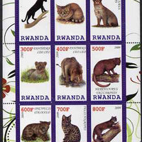 Rwanda 2009 Wild Cats perf sheetlet containing 9 values unmounted mint