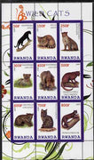 Rwanda 2009 Wild Cats perf sheetlet containing 9 values unmounted mint