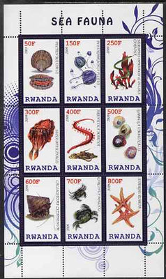 Rwanda 2009 Marine Life perf sheetlet containing 9 values unmounted mint