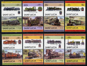 St Lucia 1985 Locomotives #3 (Leaders of the World) set of 16 opt'd SPECIMEN (as SG 761-76) unmounted mint