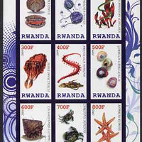 Rwanda 2009 Marine Life imperf sheetlet containing 9 values unmounted mint