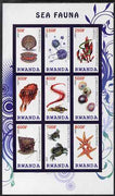 Rwanda 2009 Marine Life imperf sheetlet containing 9 values unmounted mint