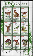 Rwanda 2009 Dinosaurs #1 perf sheetlet containing 9 values fine cto used