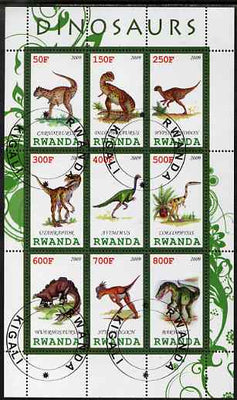Rwanda 2009 Dinosaurs #1 perf sheetlet containing 9 values fine cto used