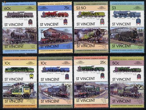 St Vincent 1983 Locomotives #1 (Leaders of the World) set of 16 opt'd SPECIMEN (as SG 744-59) unmounted mint