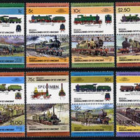 St Vincent - Bequia 1984 Locomotives #2 (Leaders of the World) set of 16 opt'd SPECIMEN unmounted mint