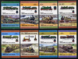 St Vincent - Bequia 1984 Locomotives #2 (Leaders of the World) set of 16 opt'd SPECIMEN unmounted mint