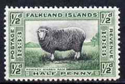 Falkland Islands 1933 Centenary 1/2d Romney Marsh Ram unmounted mint SG 127