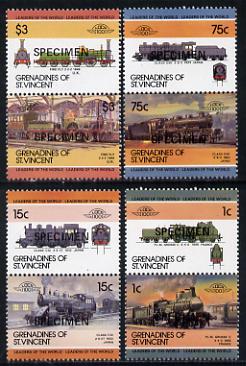 St Vincent - Grenadines 1985 Locomotives #3 (Leaders of the World) set of 8 opt'd SPECIMEN (as SG 351-58) unmounted mint