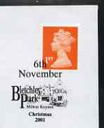 Postmark - Great Britain 2001 cover with 'Bletchley Park' cancel illustrated with the Building