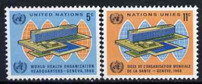 United Nations (NY) 1966 Inauguration of World Health Organisation set of 2 unmounted mint, SG 156-57