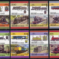 St Vincent - Union Island 1986 Locomotives #4 (Leaders of the World) set of 16 opt'd SPECIMEN unmounted mint
