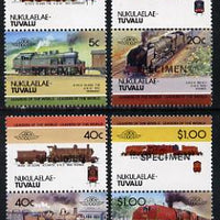 Tuvalu - Nukulaelae 1984 Locomotives #2 (Leaders of the World) set of 8 opt'd SPECIMEN unmounted mint