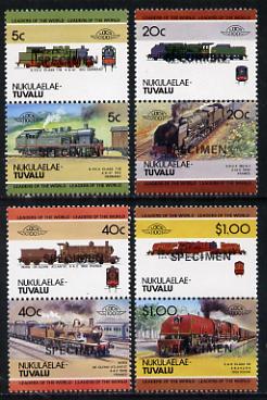 Tuvalu - Nukulaelae 1984 Locomotives #2 (Leaders of the World) set of 8 opt'd SPECIMEN unmounted mint