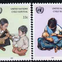 United Nations (NY) 1985 UNICEF Child Survival Campaign set of 2 unmounted mint, SG 475-76