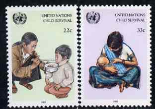 United Nations (NY) 1985 UNICEF Child Survival Campaign set of 2 unmounted mint, SG 475-76