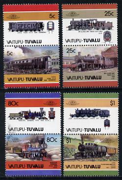 Tuvalu - Vaitupu 1986 Locomotives #2 (Leaders of the World) set of 8 opt'd SPECIMEN unmounted mint