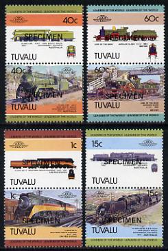 Tuvalu 1984 Locomotives #1 (Leaders of the World) set of 8 opt'd SPECIMEN (as SG 241-48) unmounted mint