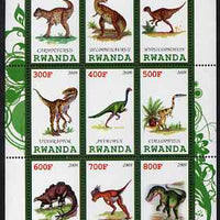 Rwanda 2009 Dinosaurs #1 perf sheetlet containing 9 values unmounted mint