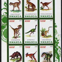Rwanda 2009 Dinosaurs #1 imperf sheetlet containing 9 values unmounted mint