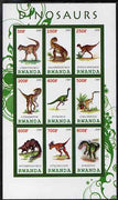 Rwanda 2009 Dinosaurs #1 imperf sheetlet containing 9 values unmounted mint