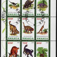 Rwanda 2009 Dinosaurs #2 perf sheetlet containing 9 values fine cto used