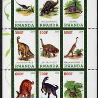 Rwanda 2009 Dinosaurs #2 perf sheetlet containing 9 values unmounted mint