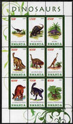 Rwanda 2009 Dinosaurs #2 perf sheetlet containing 9 values unmounted mint