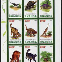 Rwanda 2009 Dinosaurs #2 imperf sheetlet containing 9 values unmounted mint