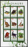 Rwanda 2009 Dinosaurs #2 imperf sheetlet containing 9 values unmounted mint