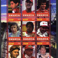 Rwanda 2009 Formula 1 Drivers perf sheetlet containing 9 values unmounted mint