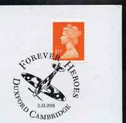 Postmark - Great Britain 2001 cover with 'Forever Heroes, Duxford Cambridge' cancel illustrated with Spitfire