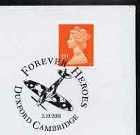 Postmark - Great Britain 2001 cover with 'Forever Heroes, Duxford Cambridge' cancel illustrated with Spitfire