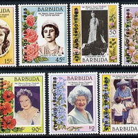 Barbuda 1985 Life & Times of HM Queen Mother 85th B'day opt set of 7 (SG 809-15) unmounted mint
