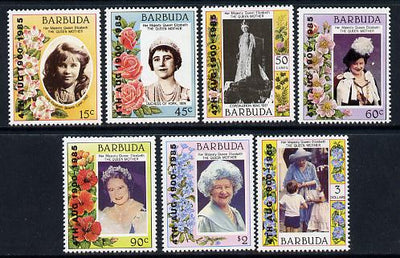 Barbuda 1985 Life & Times of HM Queen Mother 85th B'day opt set of 7 (SG 809-15) unmounted mint