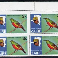 Zaire 1979 River Expedition 3k Sunbird block of 4 with perf combs 'stepped' unmounted mint (as SG 953)