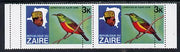 Zaire 1979 River Expedition 3k Sunbird pair with double perfs (extra row of vert perfs 7mm away, extra horiz perfs are virtually coincidental) unmounted mint (as SG 953). NOTE - this item has been selected for a special offer with……Details Below